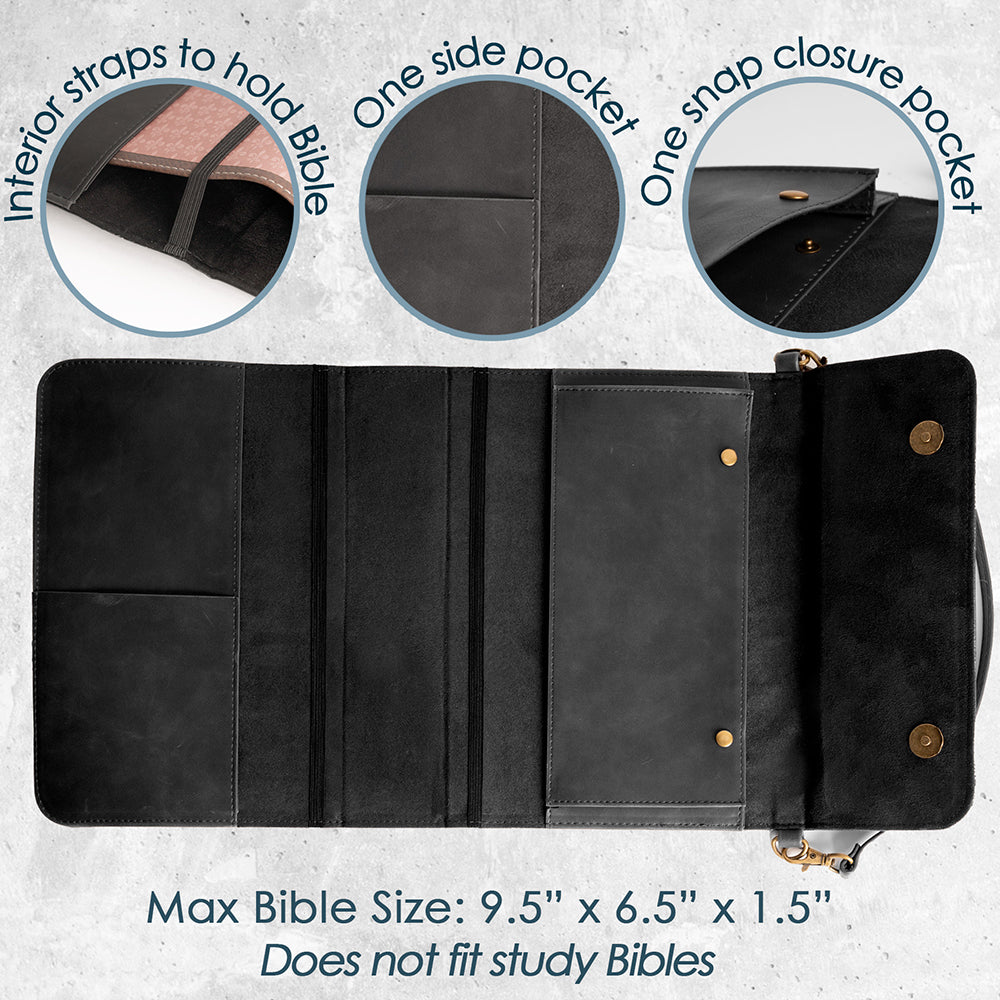 Black Rustic Leather Bible Cover