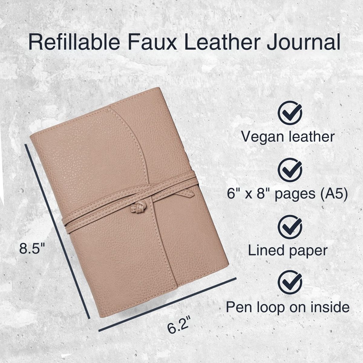 Taupe Leather Wrap Journal