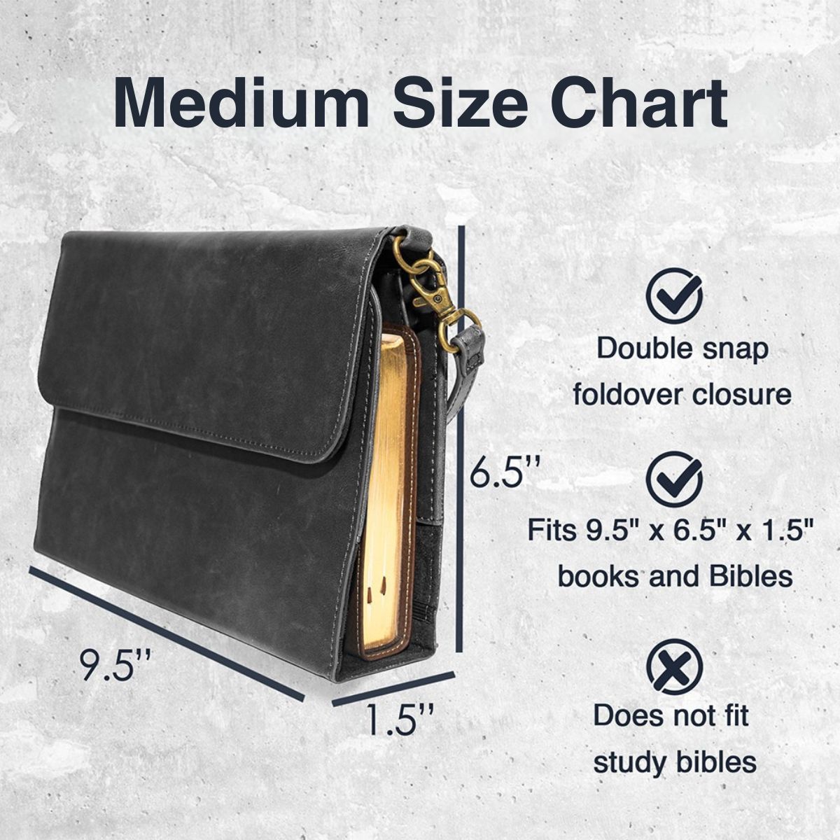 Black Rustic Leather Bible Cover