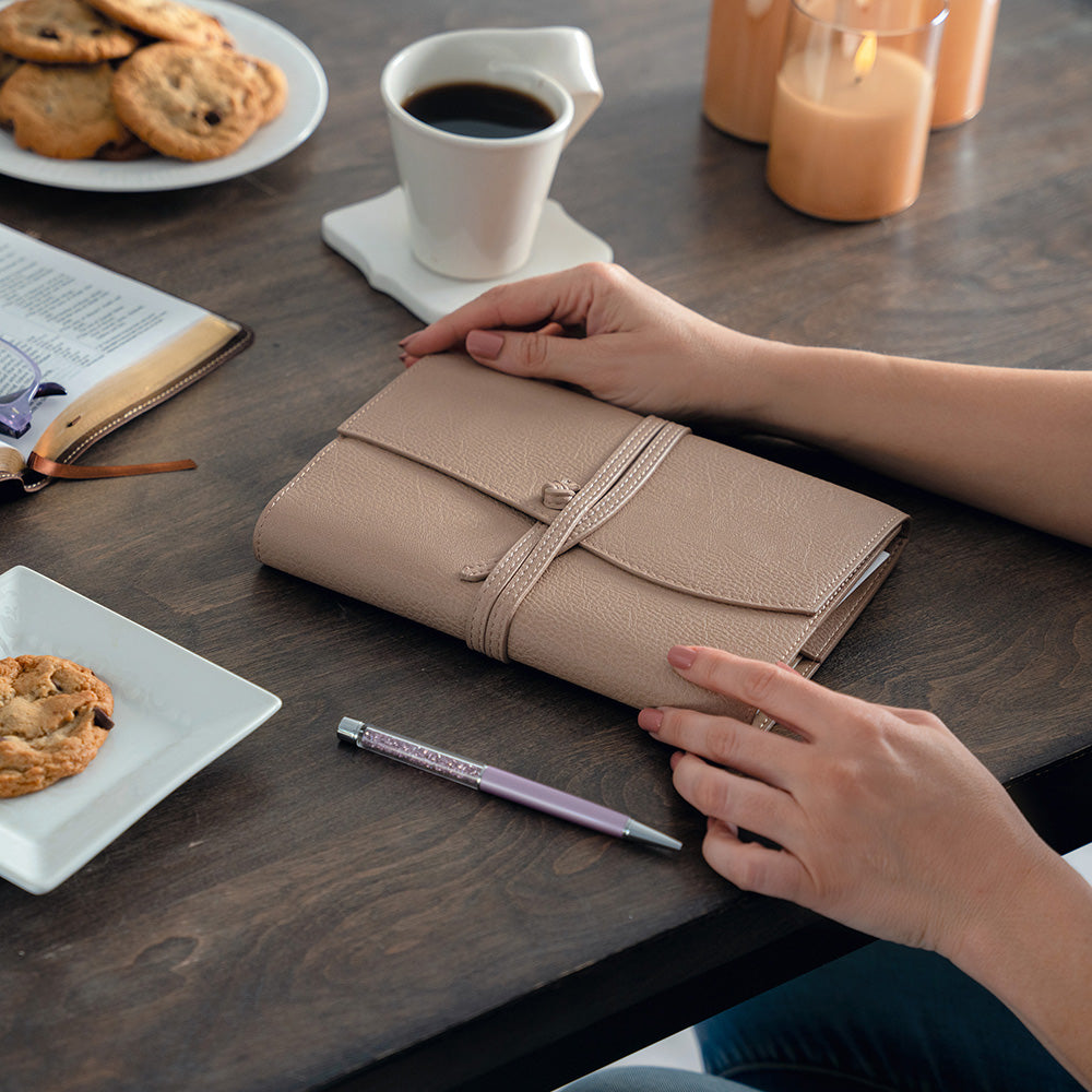 Taupe Leather Wrap Journal